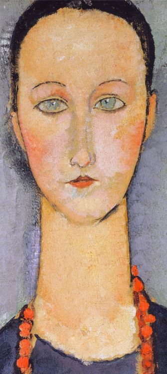 Amedeo Modigliani, Woman with a red necklace detail