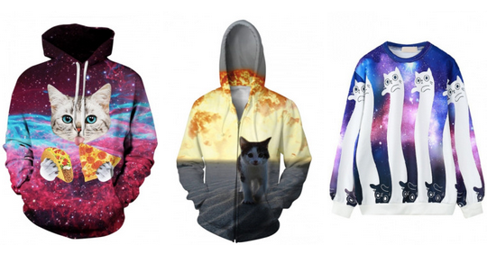 uniquetigerface: I want these cute cat hoodies &amp; sweatshirts! 001  // 002