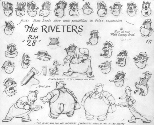 ‪Model sheets of various Mickey Mouse villains and antagonists (in random order): a bandit from the 