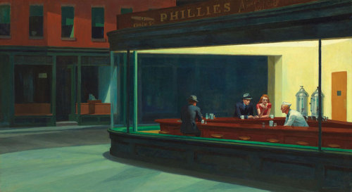 let-s-build-a-home:  Edward Hopper’s Nighthawks recreated as 3D pop-up installation by Whitney Museum of American Art in the Flatiron building’s prow via designboom 