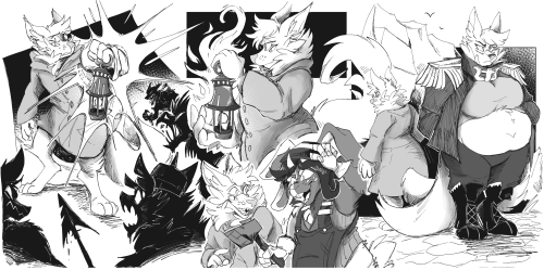 BW Sketchpage Comm for CanisOxide of her character Keely (& others) from a wicked fantasy settin