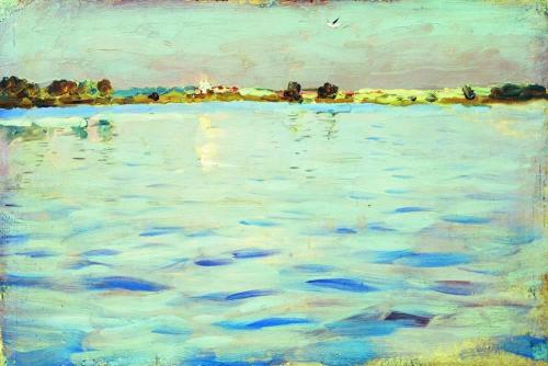 artist-levitan: The last rays of the sun. A lake., 1899, Isaac Levitan