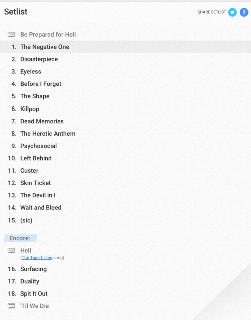 More than likely the setlist for OKC this friday!