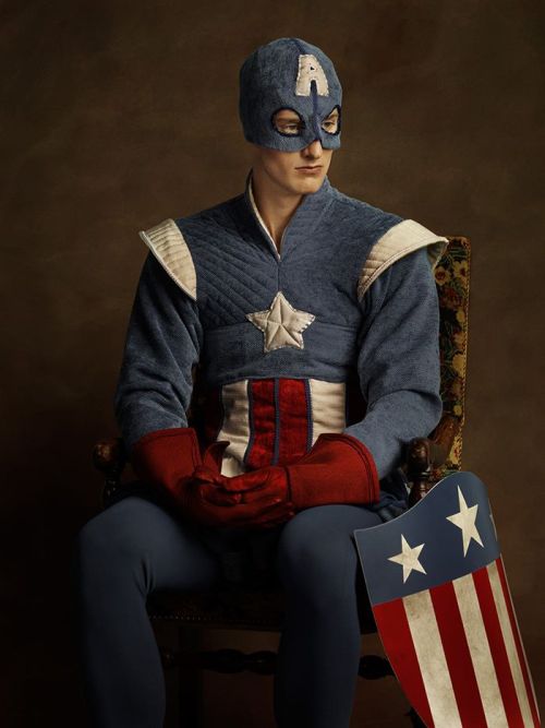 tastefullyoffensive:  Elizabethan Superheroes by Sacha GoldbergerPreviously: If Superheroes Had Part-Time Jobs 