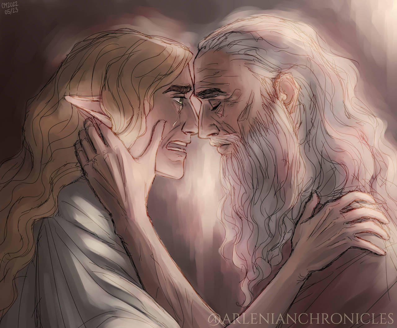 Drawing these two again after what feels like forever! The concept here is that Finrod is in denial about Bëor dying (and it’d be an even bigger punch to the gut since   Bëor   is the first mortal friend that Finrod will see die) T_T #i used what i learned from my farseer fanart for the lighting hehehh  #also one of my old eldritch comic drafts was about this concept too  #i just really like this concept loll ^^;; #art#my art#tolkien#silmarillion#fanart#elves#eldar#noldor#edain #house of beor  #house of finarfin #finrod#findarato#beor#balan#platonic love#friendship#family #honestly tho im kinda on the fence on whether i ship them or not  #cuz im more of a canon person and finrods already with amarie right  #and i tend to lean more into friendships and familial love  #plus atm im really into the idea that beor takes on a paternal vibe with finrod  #especially as he grows older and looks more like a granddad loll  #beor: no son dont eat that moss im warning ya