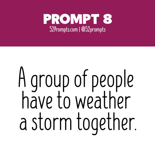 Write a story or create an illustration using the prompt: A group of people have to weather a storm 