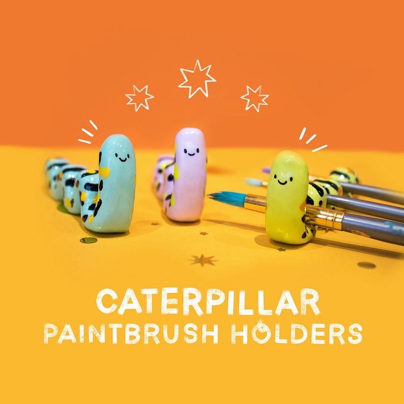 Fig Days Collective — Caterpillar paintbrush holder // OceanHughesArt