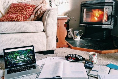emmastudies:  compscicryptoandtea:  Study in front of the fireplace for a change of scenery? Don&rsq