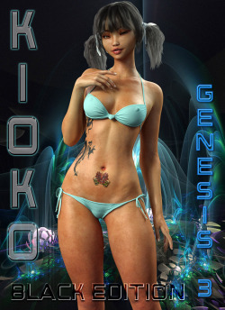 New at Renderotica! Kioko  Black Edition is a gorgeous tattooed oriental character for Victoria 7  and Genesis 3 Females. Compatible with 3feetwolf New Gens for V7! Grip this quick because this product is 30% off until 10/30/2015! Woo!Kioko Black Edition