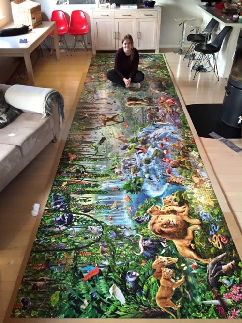 thegreat-natsby:sixpenceee:The animal kingdom in a 33600-piece jigsaw puzzle.Imagine vacuuming and f