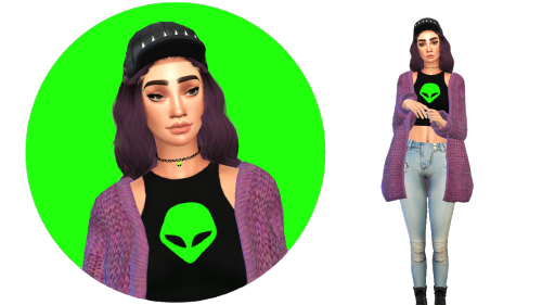 melancholy-sims: alien lookbook ⋆*~ ~*⋆cardigan by @sims4-marigold crop top by @twinksimstress jeans