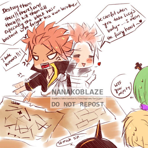 nanakoblaze:  random doodles of my old AU HEREwhere Zervis and Nalu switch role.not in good mood today so i end up making these dump sketches instead of a proper fan art TT-TT_____DO NOT EDIT OR REPOST