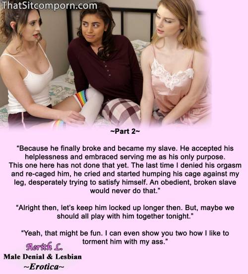 real-aerithlives:If you enjoy my captions, check out my Male Chastity and Lesbian Denial Books:https://www.smashwords.com/profile/view/AerithLRead big chunks of them for FREE. <3