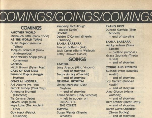 soap opera digest comings and goings