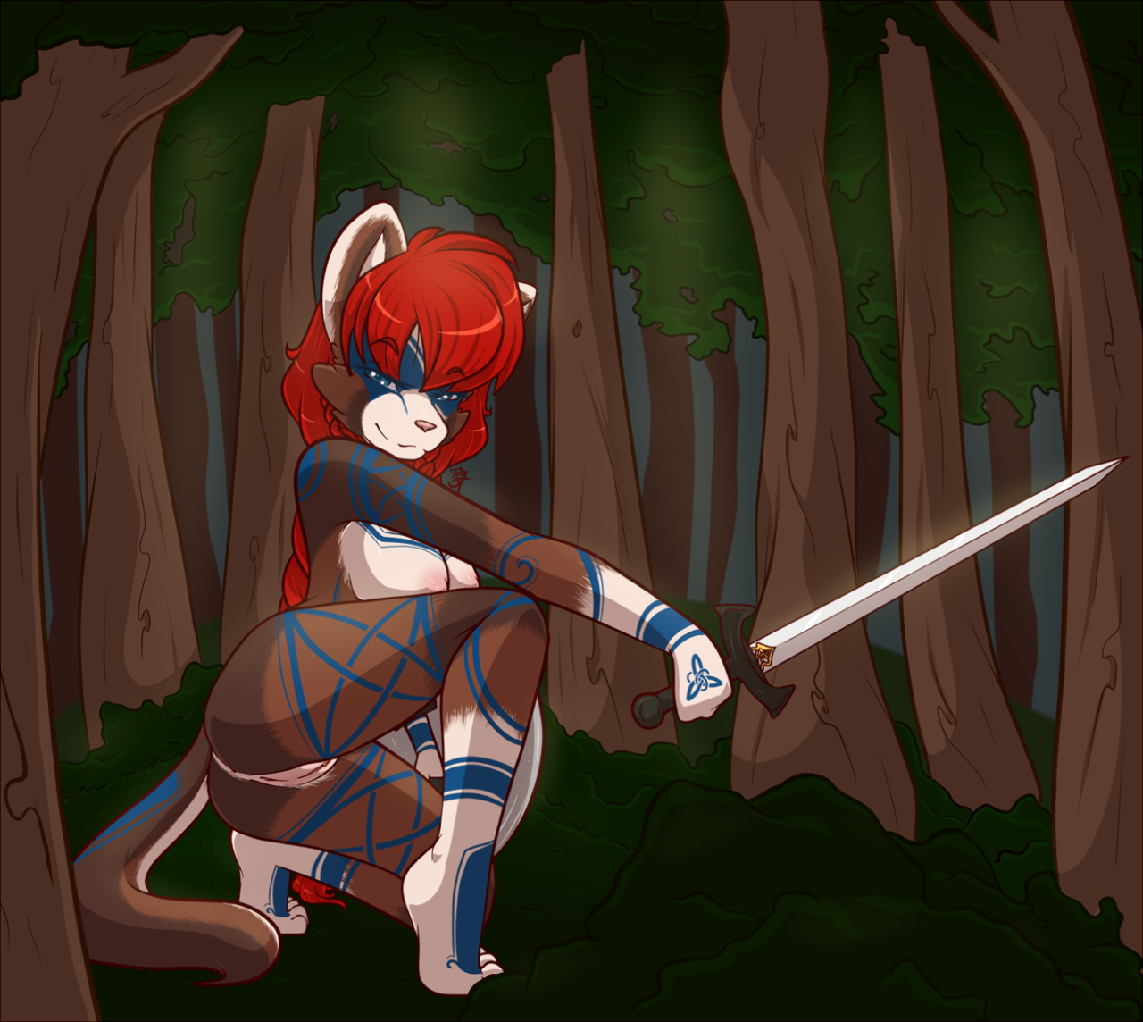 Commission for Reaper of his Kyna with her sword and shield and warpaint