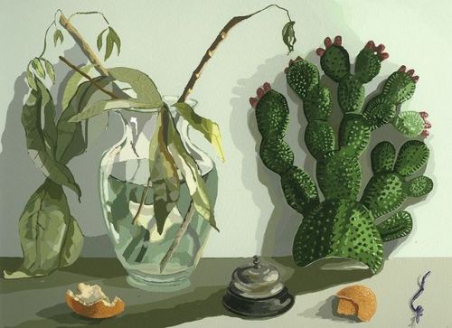 cactus-in-art:Elena Climent (Mexican, *1955)Tin Cactus and Old Leaves, 2012
