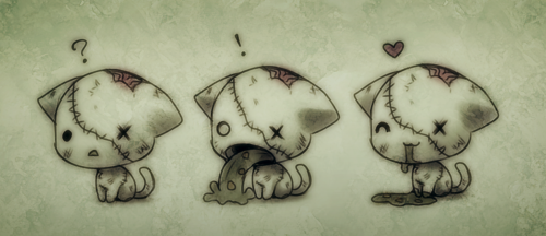 depressedneko:  zombie cat | Tumblr su We Heart It. http://weheartit.com/entry/59217329/via/thyarelooking