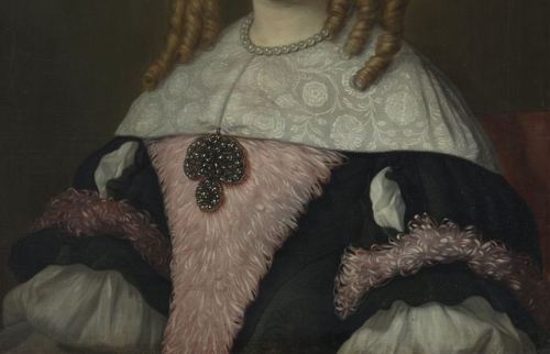 Lodewijk van der Helst, Adriana Jacobusdr Hinlopen (1646-1736), Wife of Johannes Wijbrants (detail),