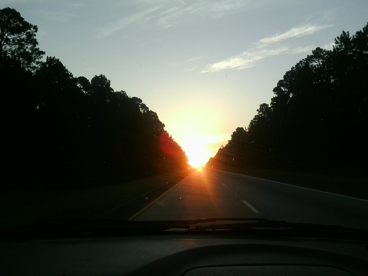 Savannah trip photos and glasses selfie at a gas station. a sunrise on the drive