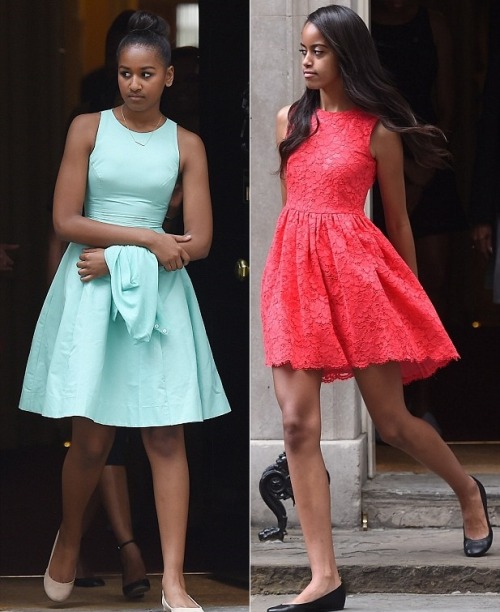 sincerelyshawndra:  muscovado-sugar:  securelyinsecure:  accras:  First lady Michelle Obama and daughters arrive at Number 10 Downing Street in London, 6/16/15.  They are so beautiful  Slight work  Those girls are so tall & have just grown up in our