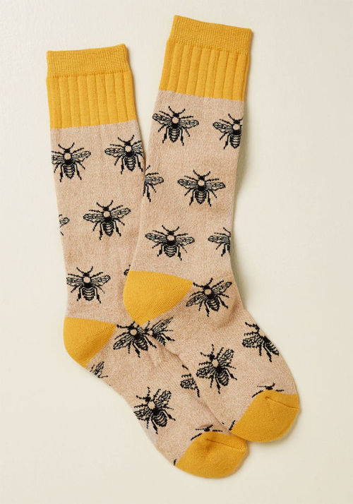 littlealienproducts:Bee Socks from ModCloth