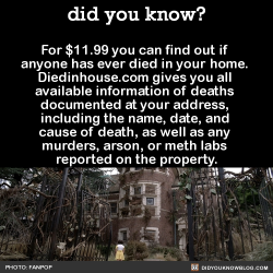 did-you-kno:  In most states, a death, suicide, or murder in the home does not have to be disclosed by the seller.Source