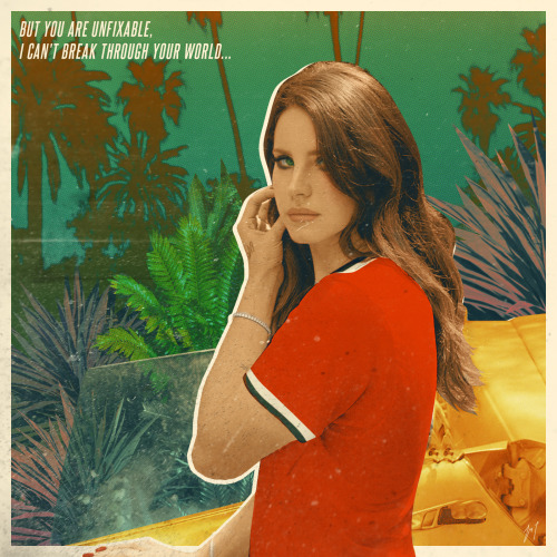 joaklsdasdgga:  "Ultraviolence" Lyric Art Prints Set 2 by Jump Jirakaweekul //Original photographs by Neil Krug, Mathieu Cesar, and Geordie Wood 