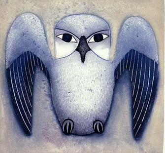 hibernia-1:Silver Owl 199, by Inuk artist Kenojuak Ashevak.