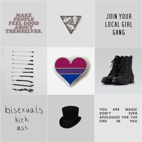 queertazsecretsanta:[ID: an aesthetic with 9 images in a 3x3 grid, all images with a gray background