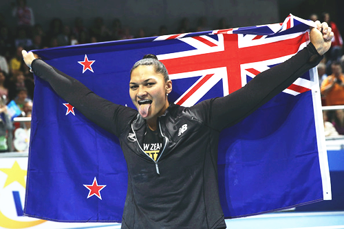 Valerie Adams after winning the shot put final at the World Indoor Championships 2014, in Sopot.
