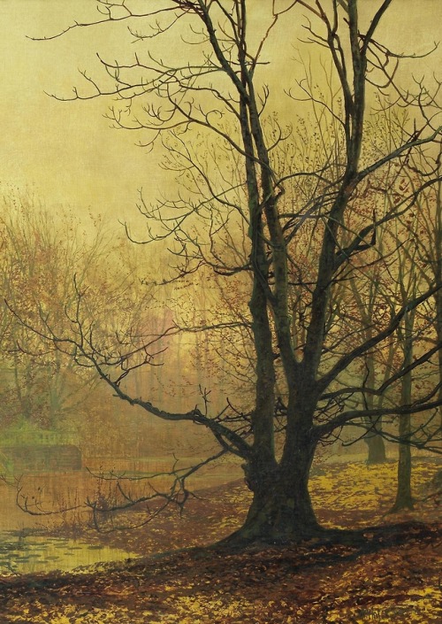 Detail: Old Hall, Cheshire, early morning, October, (1880), by John Atkinson Grimshaw.