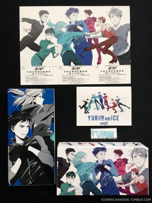 yoimerchandise: YOI x Avex Pictures 4DX Screening Event Merchandise Original Release Date:September & October 2017 Featured Characters (7 Total):Viktor, Yuuri, Yuri, Otabek, Christophe, JJ, Phichit Highlights:The fall 2017 4DX screenings of the YOI