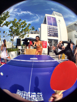 redbull:  Note to self: if you’re gonna challenge world class ping pong player Soo Yeon Lee to a match, don’t get distracted by the performers at #RBguesthouse.