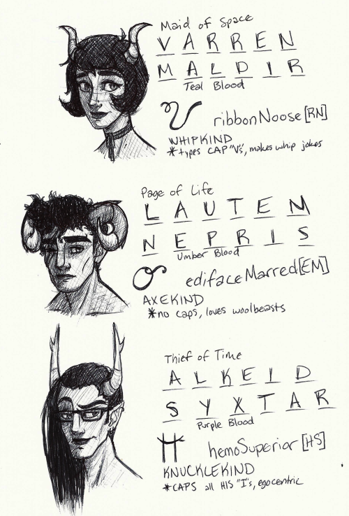 Sketchbook doodles of my troll OCs. Ballpoint Pen.