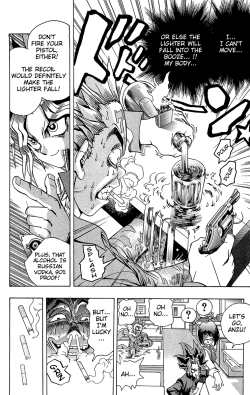 yugiohchildhood:  alicethedragonvalkyrie:  The timing for him to be pouring his vodka as Yami slips that lighter on his hand is just insanely good. Yami setting this escaped convict on fire is one of my favorite deaths in the Yu-Gi-Oh manga.  Well shit