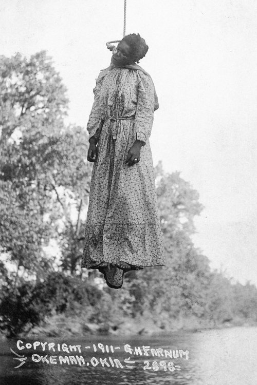 The lynching of Laura Nelson, who was hanged together with her son in Okemah, Oklahoma on 25th May 1