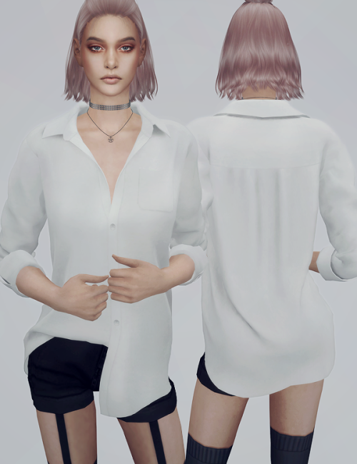 ooobsooo: KK Collar shirts 01 F Clothes Top Female (T-E) / Male ver. My mesh / All morphs / All LODs