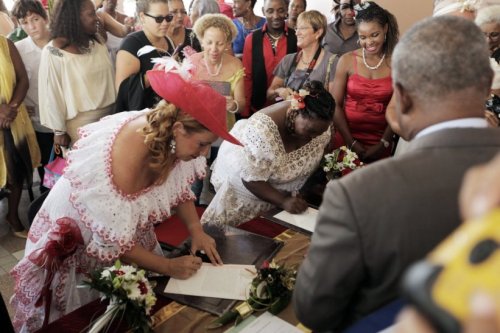 fu501:ROSEMONDE &amp; MYRIAMFIRST SAME-SEX MARRIAGE IN THE FRENCH CARIBBEAN in the small town of Le 