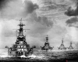 theimperialcourt:  A flotilla of Royal Navy Battlecruisers of the Atlantic Fleet at sea, 1930 