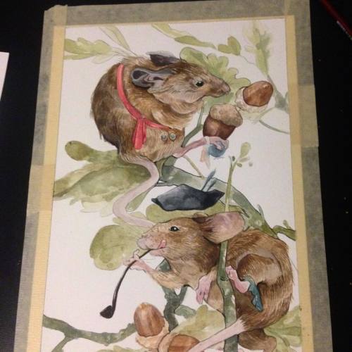 been sick all week painted some #mice #acorns #oaktree #animals #illustration #drawing #watercolor #