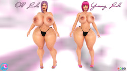 supertitoblog:  Okay guys this is a better comparison to see the deference between the two. One front shot one back shot. As I said before her assets are bigger when she’s old….but I made her a bit bigger because people request her to be bigger but