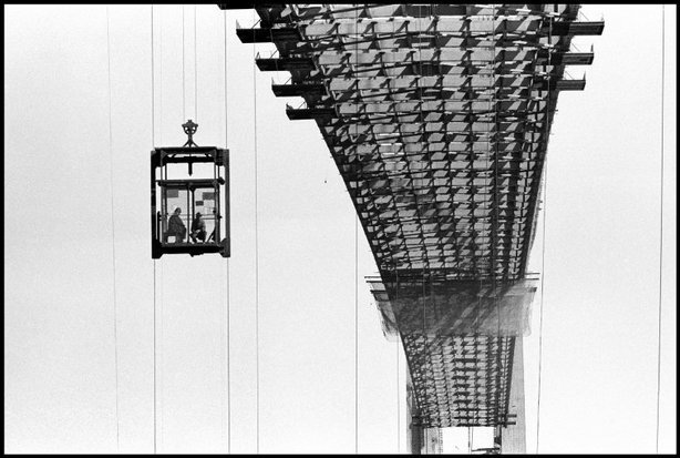 hauntedbystorytelling: Bruce Davidson :: The construction of the Verrazano Bridge,