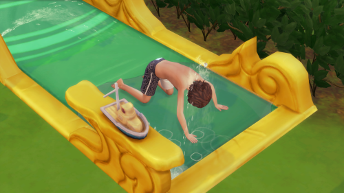 Kai miscalculates his last run and ends up sliding down the slide on his face. Liliana: Are you okay