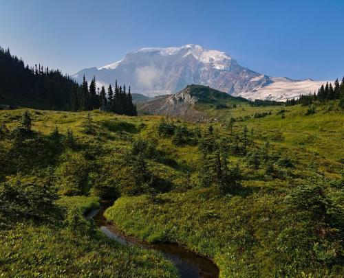 After 24 hrs, the clouds finally descended and Mt. Rainier revealed itself to be dominating the sky 