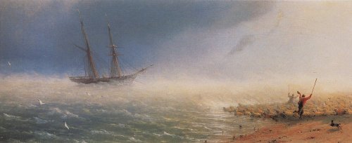 Sheep which forced by storm to the sea, 1855, Ivan Aivazovski