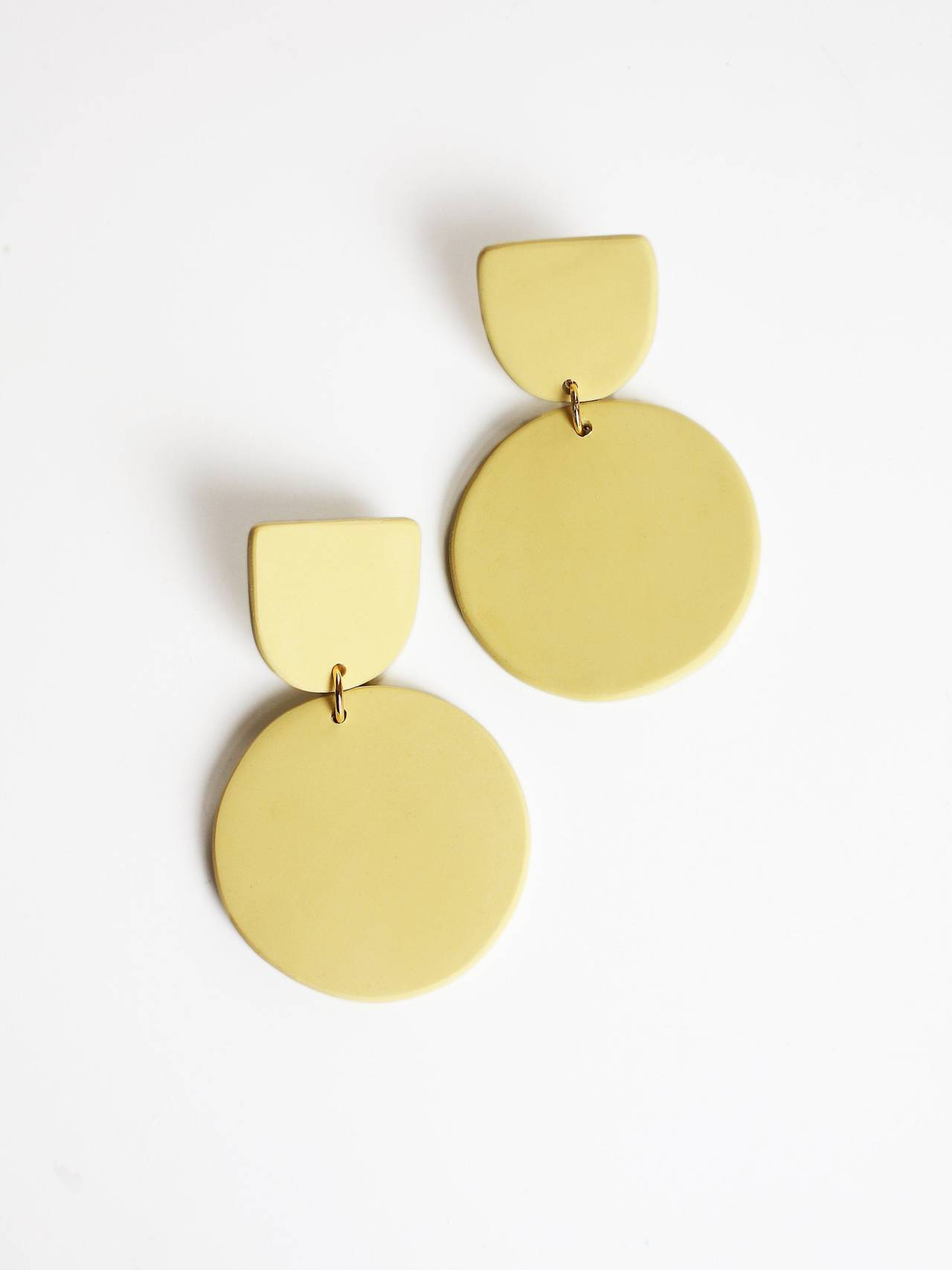 Minimalist Boho Geometric Statement The Desert Arches in Bone White Polymer Clay Earrings