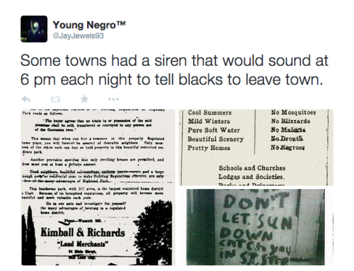 actjustly:Day 9 of #BlackHistoryYouDidntLearnInSchool - Sundown townsIs your town a Sundown town? My twitter