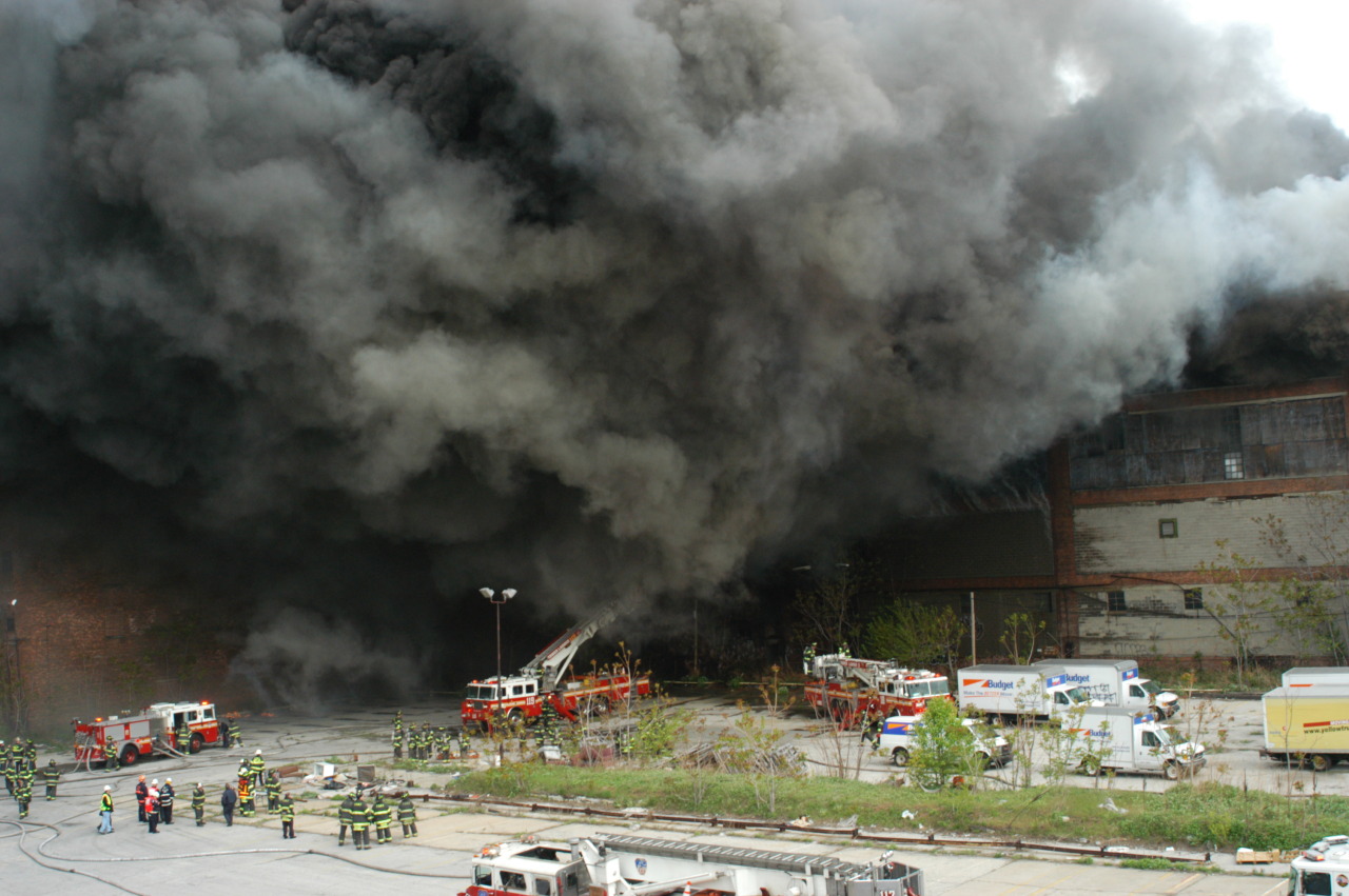 FDNY members respond to a 10-alarm fire in Brooklyn, 2006.