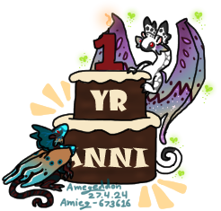 two faes enjoying looking at a rather large chocolate cake with vanilla icing, with a candle in the shape of a one on top and the word year on the second tier and anni on the first tier.