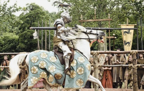 everythingasoiaf:Ser Loras Tyrell, jousting at the Tourney of the Hand. He wore an armor wrought wit